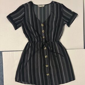 Elegant Black Striped Dress